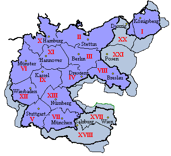 Wehrkreise - army districts - districtes d'armée