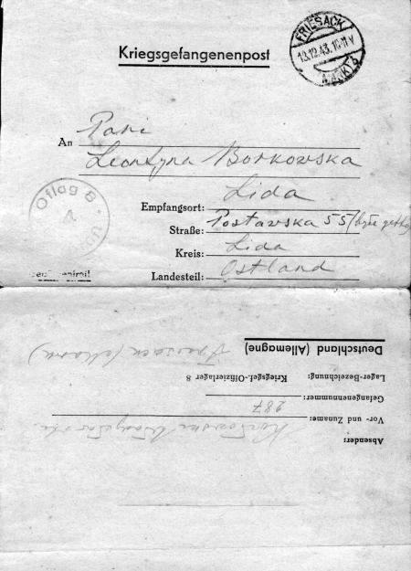 Brief des Kriegsgefangenen Wladyslaw Koslowski